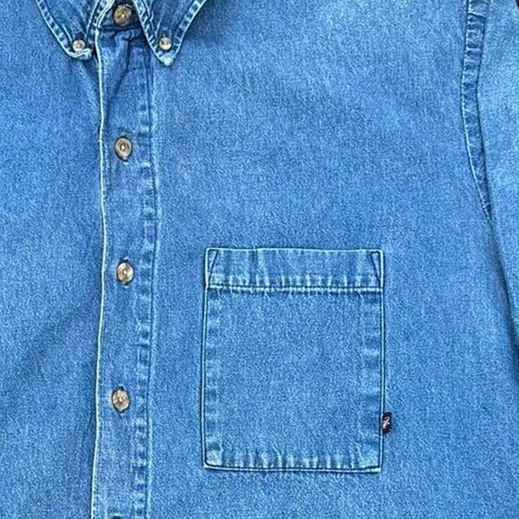 Vintage Blue Denim Button Up Shirt - Picture 4 of 4
